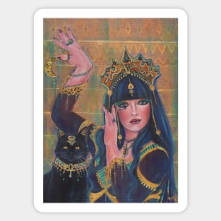 Bastet goddess Egyptian cat dark by Renee Lavoie Sticker